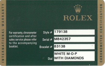 Lot 35 - Rolex Gold, Mother-of-Pearl and Diamond 'Datejust' Wristwatch, Ref. 179138