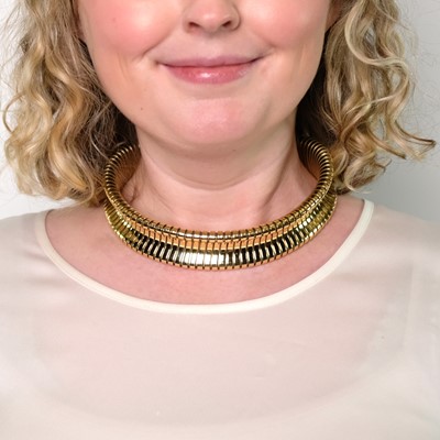 Lot 9 - Wide Gold Snake Link Necklace