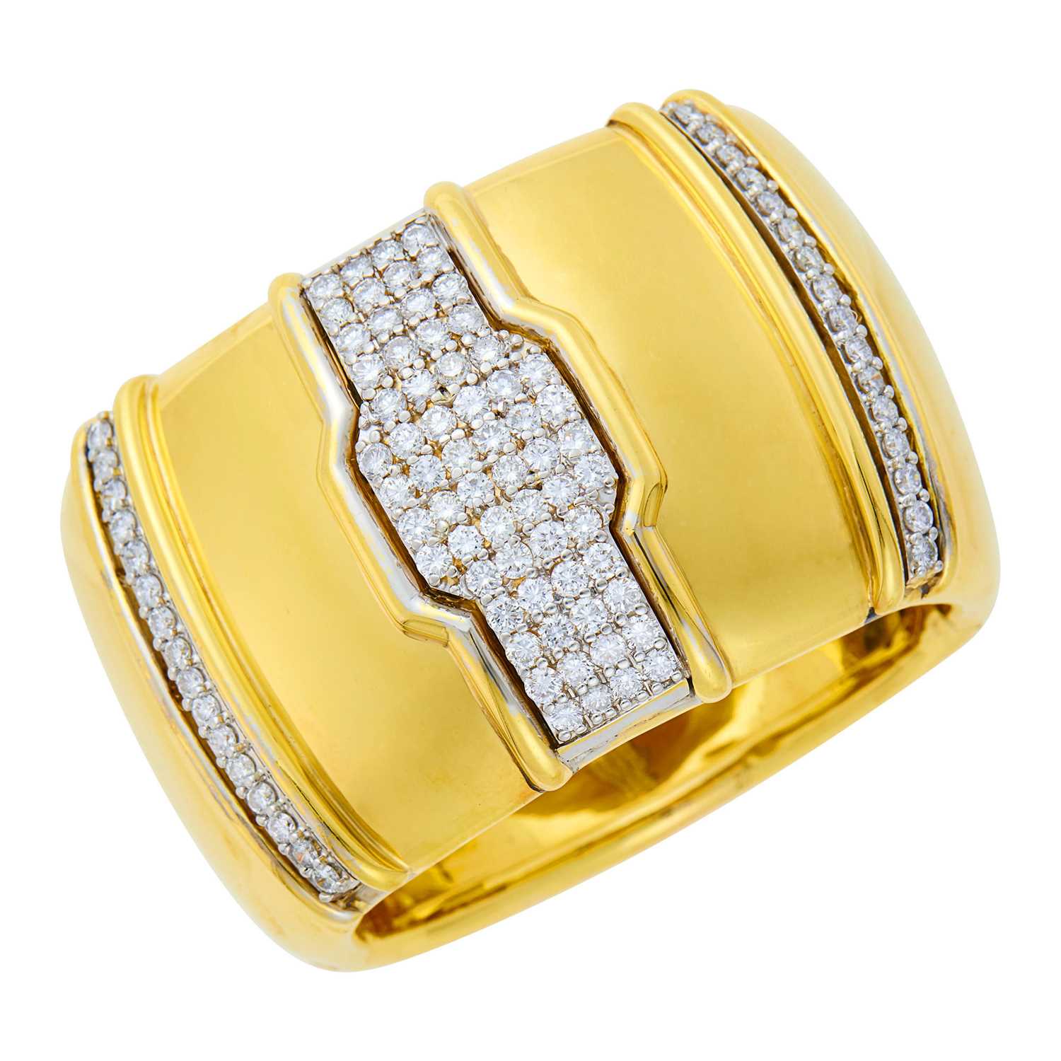 Lot 36 - Gold, Platinum and Diamond Cuff Bangle Bracelet