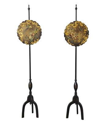 Lot 272 - Pair of Victorian Hand-Painted Papier-Mâché Fire Poles With Pheasants
