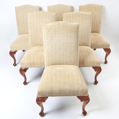 Lot 39 - Set of Fourteen Georgian Style Upholstered Mahogany Dining Chairs