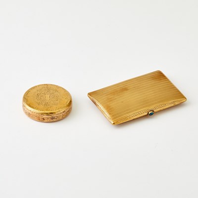 Lot 179 - Continental Gold Cigarette Case and Gold Powder Compact