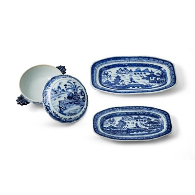 Lot 268 - Group of Chinese Canton Blue and White Porcelain Table Articles