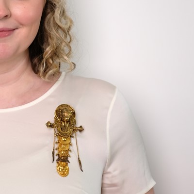 Lot 85 - Etruscan Revival Gold Bull’s Head Brooch, Attributed to Ernesto Pierret