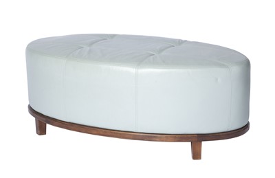 Lot 218 - Tufted Leather and Mahogany Ottoman