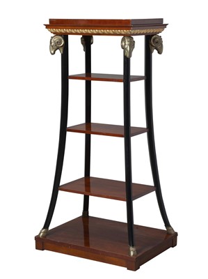 Lot 269 - Baltic Style Part-Ebonized Cherry and Brass Ram's Head Etagère