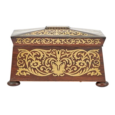 Lot 227 - Regency Brass Inlaid Rosewood Tea Caddy