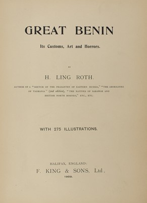 Lot 133 - Roth's classic work on Benin