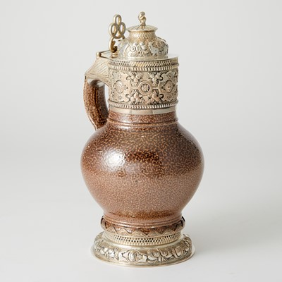 Lot 526 - Edwardian Elizabethan Style Silver-Mounted Tigerware Jug