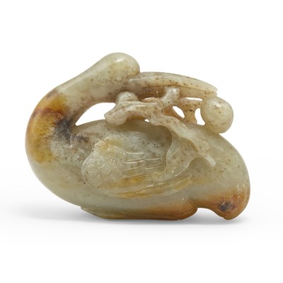 Lot 103 - A Chinese Celadon Jade Figural Carving