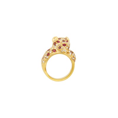 Lot 88 - Gold, Diamond and Ruby Panther Ring
