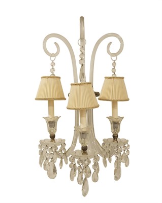 Lot 229 - Pair of George III Style Glass Three-Light Wall Sconces