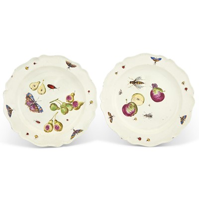 Lot 435 - Pair of English Polychrome Creamware Plates