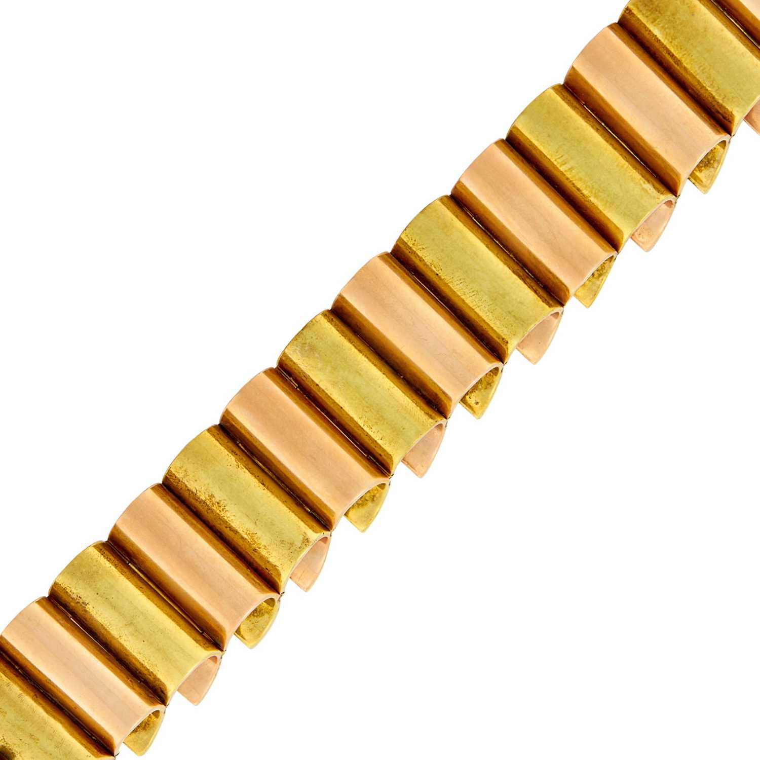 Lot 77 - Wide Two-Color Gold Scroll Bracelet