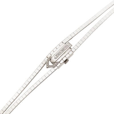 Lot 2098 - White Gold and Diamond Bracelet-Watch