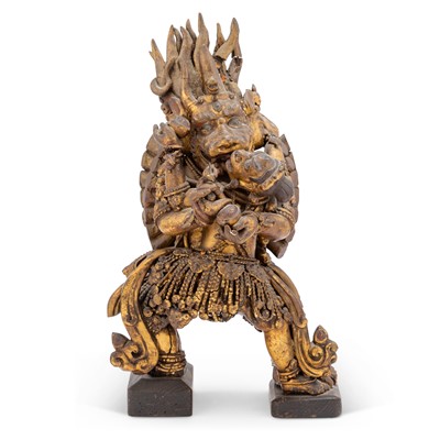 Lot 742 - A Rare Sino-Tibetan Giltwood Figure of Yamantaka Yab Yum