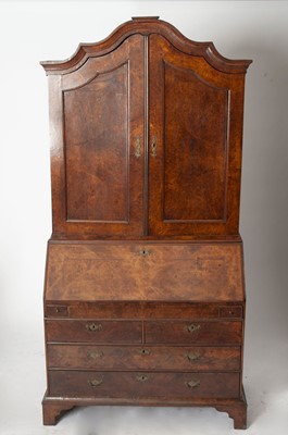 Lot 221 - German Baroque Burl Walnut Secretary Bookcase