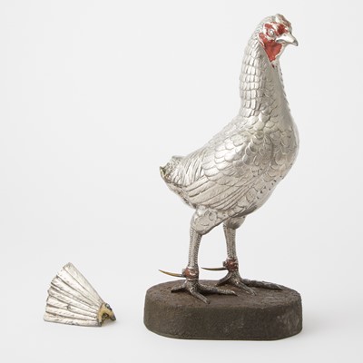 Lot 521 - Silvered Metal Figure of a Fighting Cock