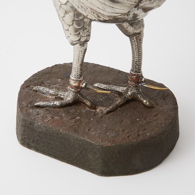 Lot 521 - Silvered Metal Figure of a Fighting Cock