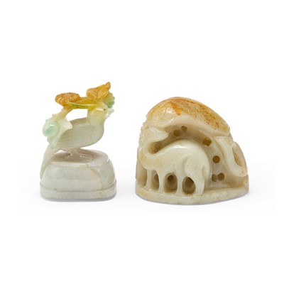 Lot 461 - Two Chinese Jade Finials