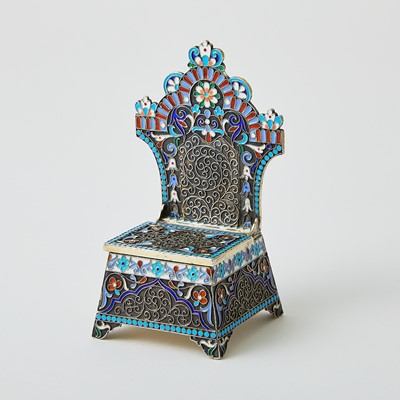 Lot 736 - Russian Silver and Cloisonné Enamel Salt Throne