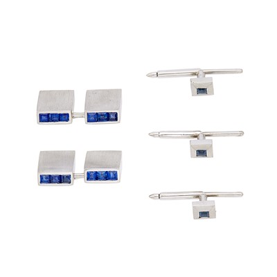 Lot 1179 - Platinum and Sapphire Dress Set