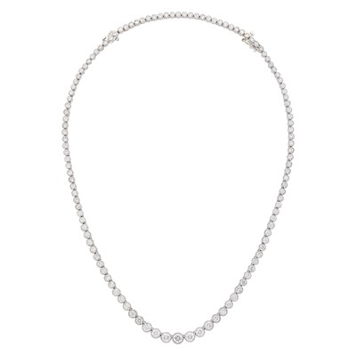 Lot 1209 - Long White Gold and Diamond Necklace