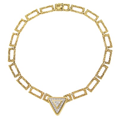 Lot 2212 - Two-Color Gold and Diamond Necklace