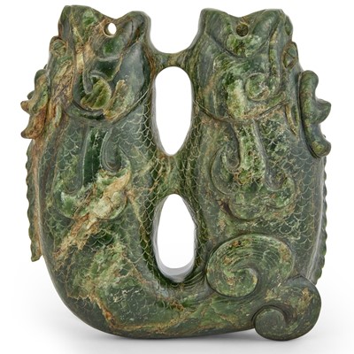 Lot 435 - A Chinese Spinach Jade Carving