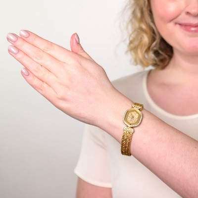 Lot 27 - Audemars Piguet Triple Strand Gold and Diamond Mesh Wristwatch