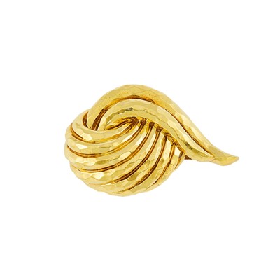Lot 2125 - Henry Dunay Hammered Gold Brooch