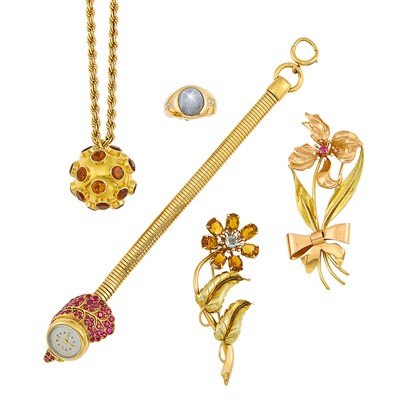 Lot 2251 - Group of Two-Color Gold and Gem-Set Jewelry