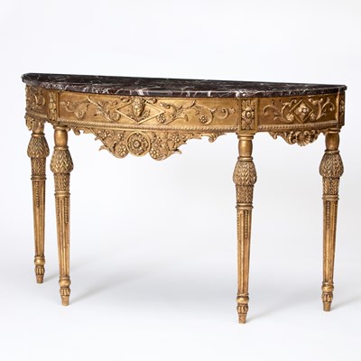 Lot 150 - Italian Neoclassic Style Marble Top Giltwood Console