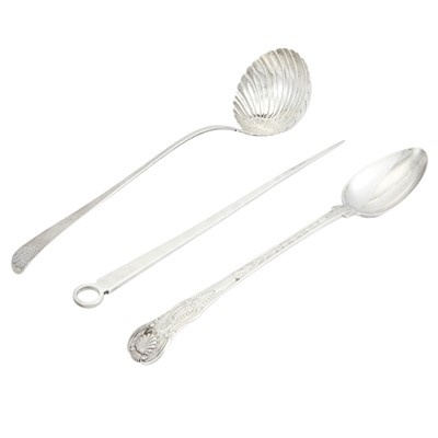 Lot 126 - Three George II/III Sterling Silver Serving Pieces