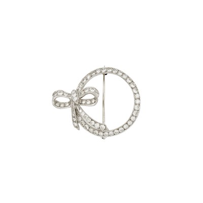 Lot 1174 - Platinum and Diamond Circle Brooch