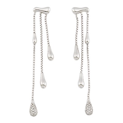Lot 2094 - H. Stern Pair of White Gold and Diamond Fringe Earrings