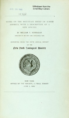 Lot 178 - Notes on the mountain sheep of North America