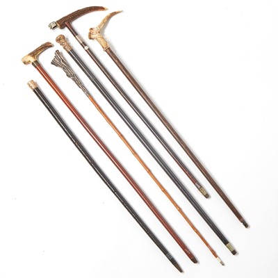 Lot 179 - Group of Six Wooden Walking Canes
