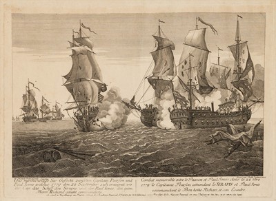 Lot 225 - Vue d'optique print showing  the Bonhomme Richard and the Serapis