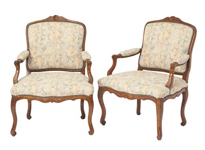 Lot 235 - Pair of Louis XV  Beechwood Fauteuils