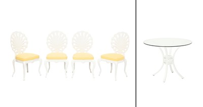 Lot 317 - White Painted Metal Shell Form Garden Furniture