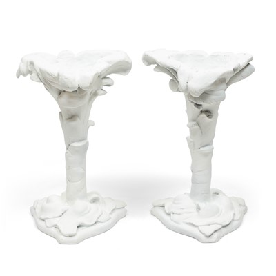 Lot 409 - Pair of White Painted Composition Palm Tree Motif Side Tables