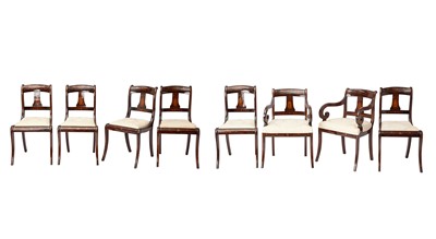 Lot 281 - Set of Eight North European Mahogany and Marquetry  Dining Chairs