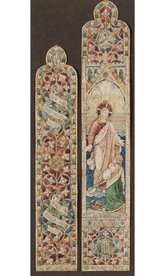 Lot 427 - Two Watercolor on Paper Cut-Out Designs for Leaded Glass Windows