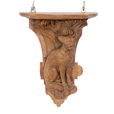 Lot 150 - Oak Carved Wall Bracket of a Dog