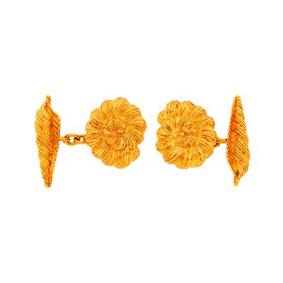 Lot 58 - Tiffany & Co., Schlumberger Pair of Rose Gold Shell Cufflinks