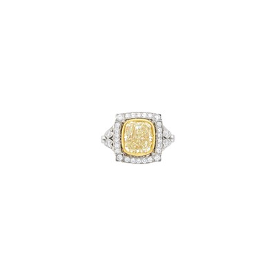 Lot 49 - Sophia D. Platinum, Gold, Colored Diamond and Diamond Ring