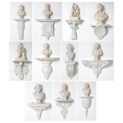 Lot 139 - Group of Eleven Bisque Porcelain Portrait Busts and Figures of Historical Men in the Arts