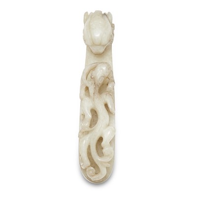 Lot 482 - A Chinese White Jade Belt Hook