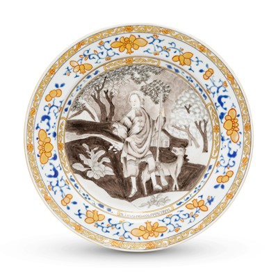 Lot 681 - A Chinese Export Porcelain Grisailles Dish